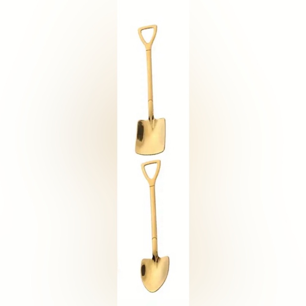 Cute Two Shovel “Pair” Unique Gift Stainless Steel Gold Spoons! - Picture 5 of 7